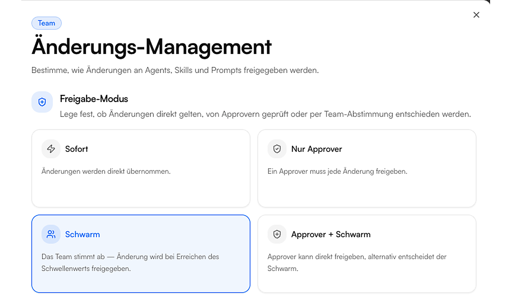 Change management with approval modes